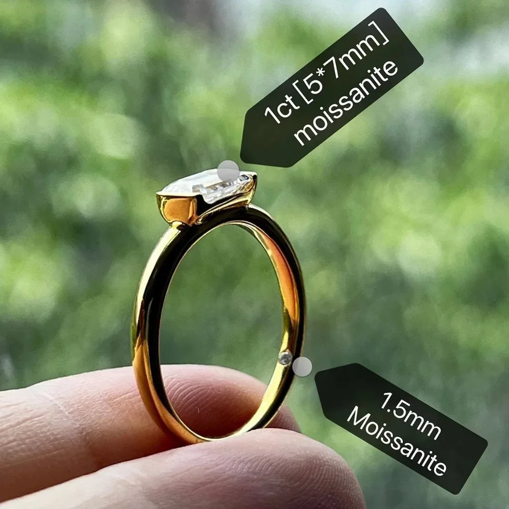 #Certified 1ct. t.w. Moissanite Diamond Emerald Cut Engagement Ring NEW